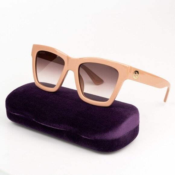 NEW Gucci GG1714S 005 Cloud Rose Pink Brown Gradient Women Square Sunglasses - Picture 1 of 12